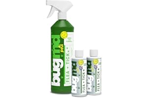 BugMD Flea and Tick Concentrate (3.7 oz, 2 Pack)- Essential Oil-Powered Formula, Controls Fleas, Ticks, Mites in Dogs, Cats, and Other Furred Animals, Spray on Pet Beds, Kennels
