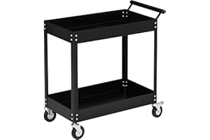 DURHAND 2 Tier Rolling Tool Cart with Wheels, Steel Mobile Service Utility Cart for Garage, Mechanics and Warehouse, 330lbs C