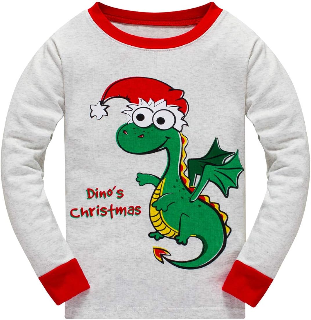 Amazon Com Little Boys Girls Christmas Pajama Set For Toddle Clothes Dinosaur Planet 100 Cotton Pjs Kids Sleepwear 3 10t Clothing