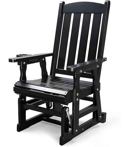 Amazon.com: VINGLI Outdoor Glider Chair Wood Patio Glider with Cup