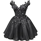 Fanciest 3D Butterfly Off Shoulder Homecoming Dresses V-Neck Beaded Short Prom Dress Tulle DAMA Dress for Quinceanera
