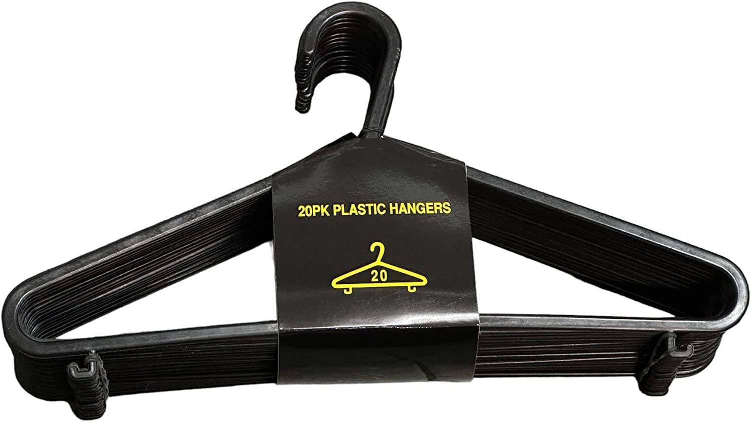 Adult Coat Hangers Black Colour Strong Plastic Clothes with Suit Trouser Bar and Lips (20)