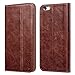 iPhone SE Case, Benuo [Vintage Book Series 2] iPhone 5S Genuine Leather Case, Protective Folio Case Flip Cover [1 Card Slot] with Stand for Apple iPhone SE 5S 5Decorative Stitching (Stylish Brown)