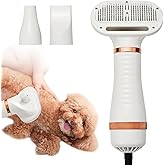 3-in-1 Pet Hair Dryer Brush for Dogs & Cats Portable, Dog Hair Blower & Slicker Brush Adjustable Temp (Low/Middle/High), Overheat Protection