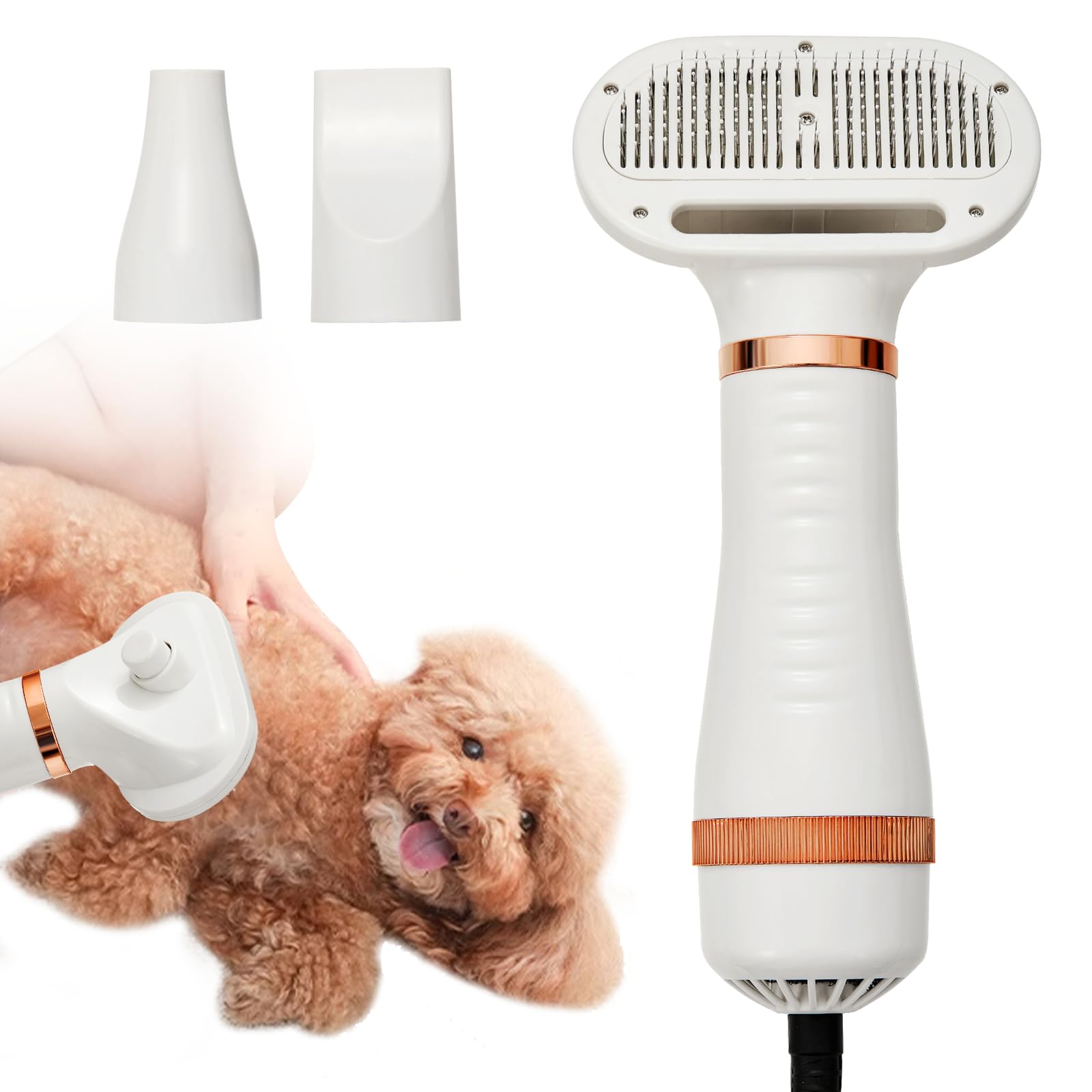 Photo 1 of 3-in-1 Pet Hair Dryer Brush for Dogs & Cats Portable, Dog Hair Blower & Slicker Brush Adjustable Temp (Low/Middle/High), Overheat Protection