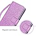 BENTOBEN S8 Plus Case Samsung Galaxy S8 Plus Case Glitter Bling Bling Faux Leather Flip Credit Card Holder Wristlet Shockproof Protective Wallet Case for Girls(6.2 Inch) Purple