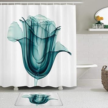 KISSENSU Cortinas con Ganchos,Imagen de Rayos X de la Flor de una Rosa