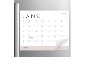 MAKAPLAN Elegant White & Beige 2025 Magnetic Calendar for Fridge January 2025 to June 2026, Large Calendar 13.5x11 Inches 18-Month Fridge Calendar Magnet for Contemporary Home & Office Settings