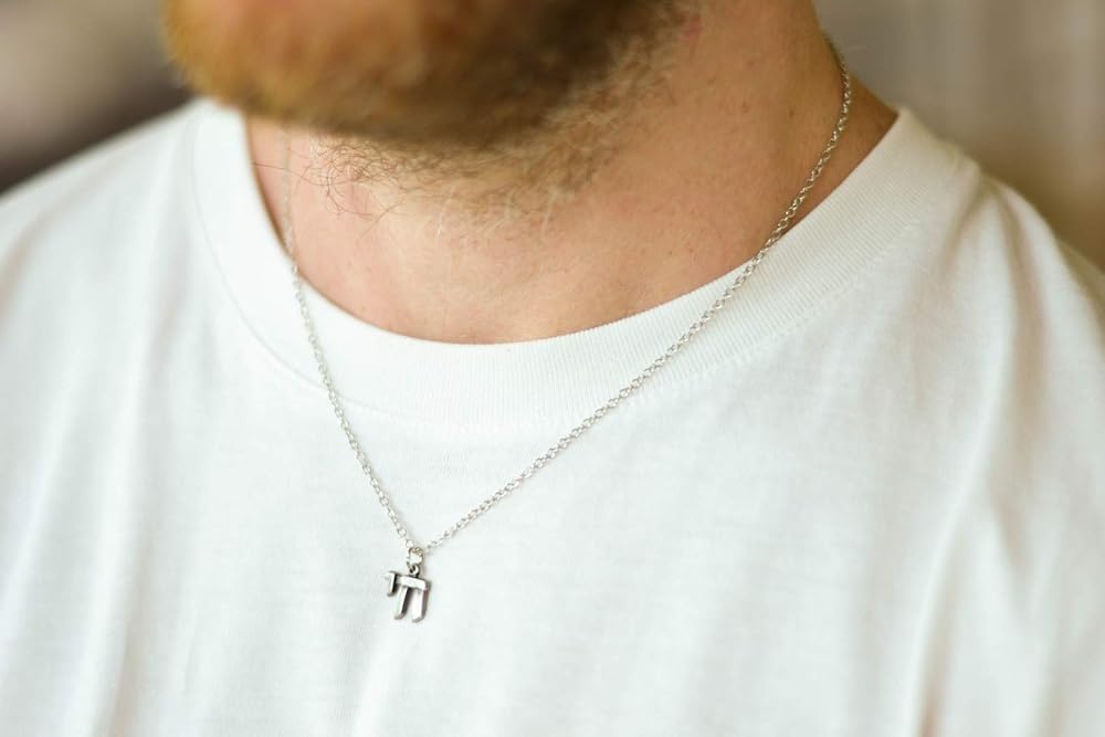 Chai necklace for men, Hebrew necklace, mens necklace