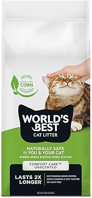 WORLD'S BEST CAT LITTER Comfort Care Unscented, 8-Pounds - Natural Ingredients, Quick Clumping, Flushable, 99% Dust Free & Made in USA - Long-Lasting Odor Control & Easy Scooping