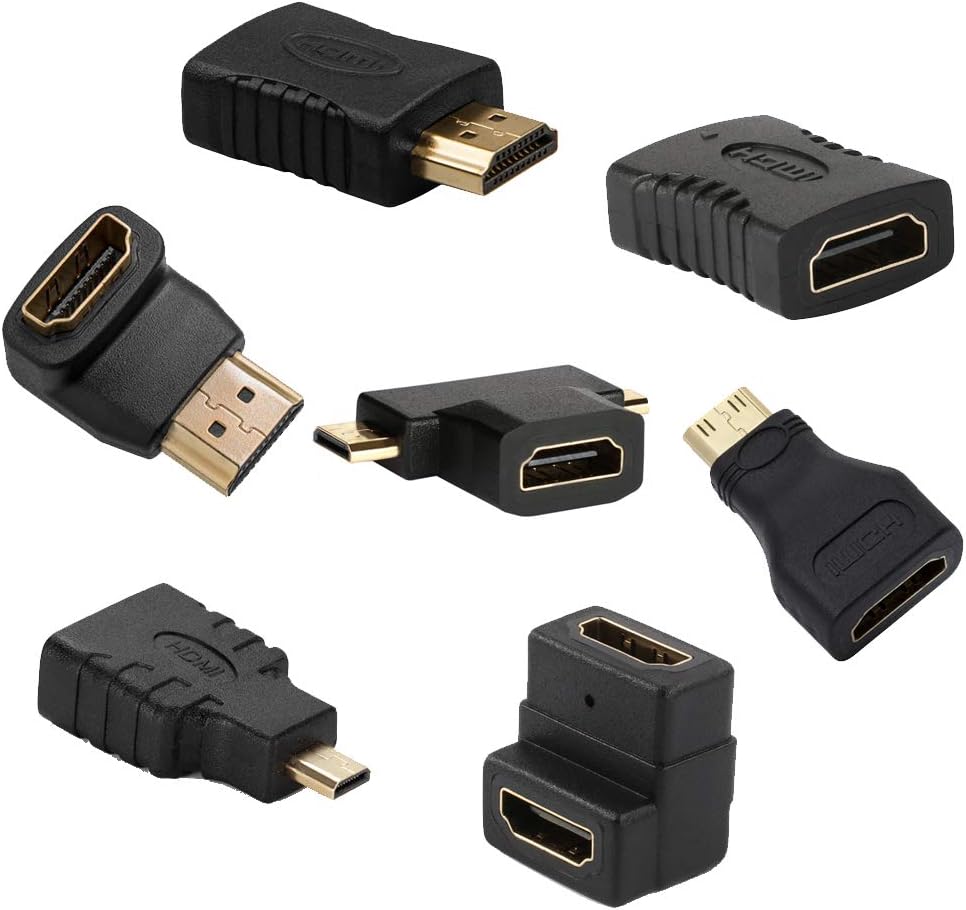 Hdmi Adapters Kit (7 Adapters) Mini Hdmi to Micro Hdim Male to Female, black