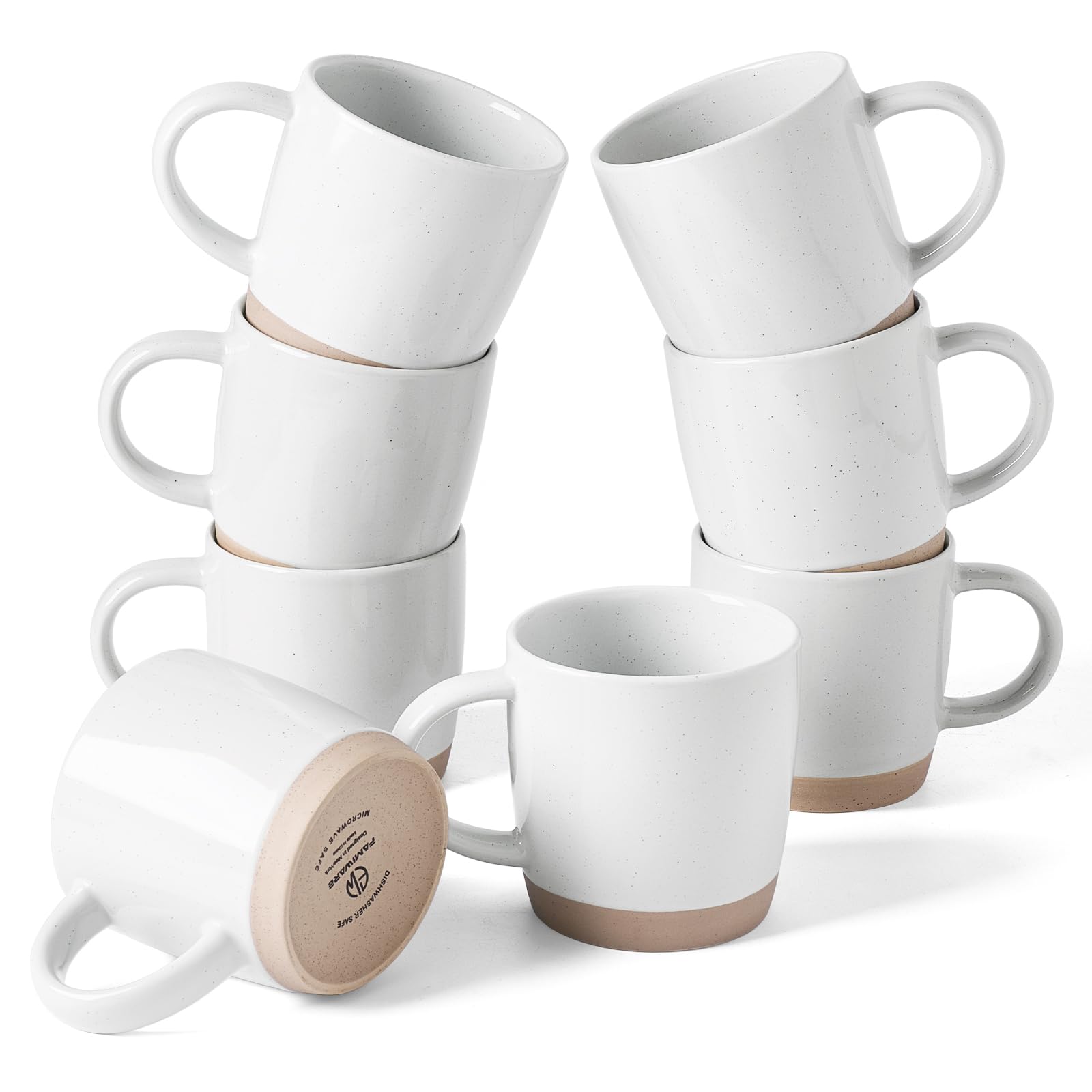 Photo 1 of famiware Coffee Mugs for 8, 13 oz Mug Set, Dringking Cup with Handle for Coffee, Tea, Cocoa, Milk, Milkyway Serise, White