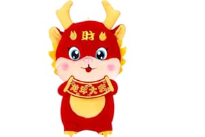 JHkim 2024 Chinese New Year Decorations Dragon Stuffed Animals Lunar New Year Dragon Mascot Zodiac Plush Toy Spring Festival Ornaments, 10 Inches