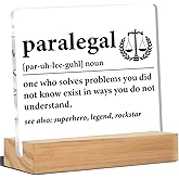 Best Paralegal Gifts for Women Men, Paralegal Appreciation Gifts Graduation Gifts, Paralegal Definition Acrylic Desk Sign Home Law Office Decor 4 x 4 Inches