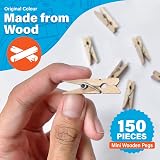 SOL 150pk Mini Wooden Pegs for Photos & Craft – Natural Finish, 2.5cm</wbr> x view 3