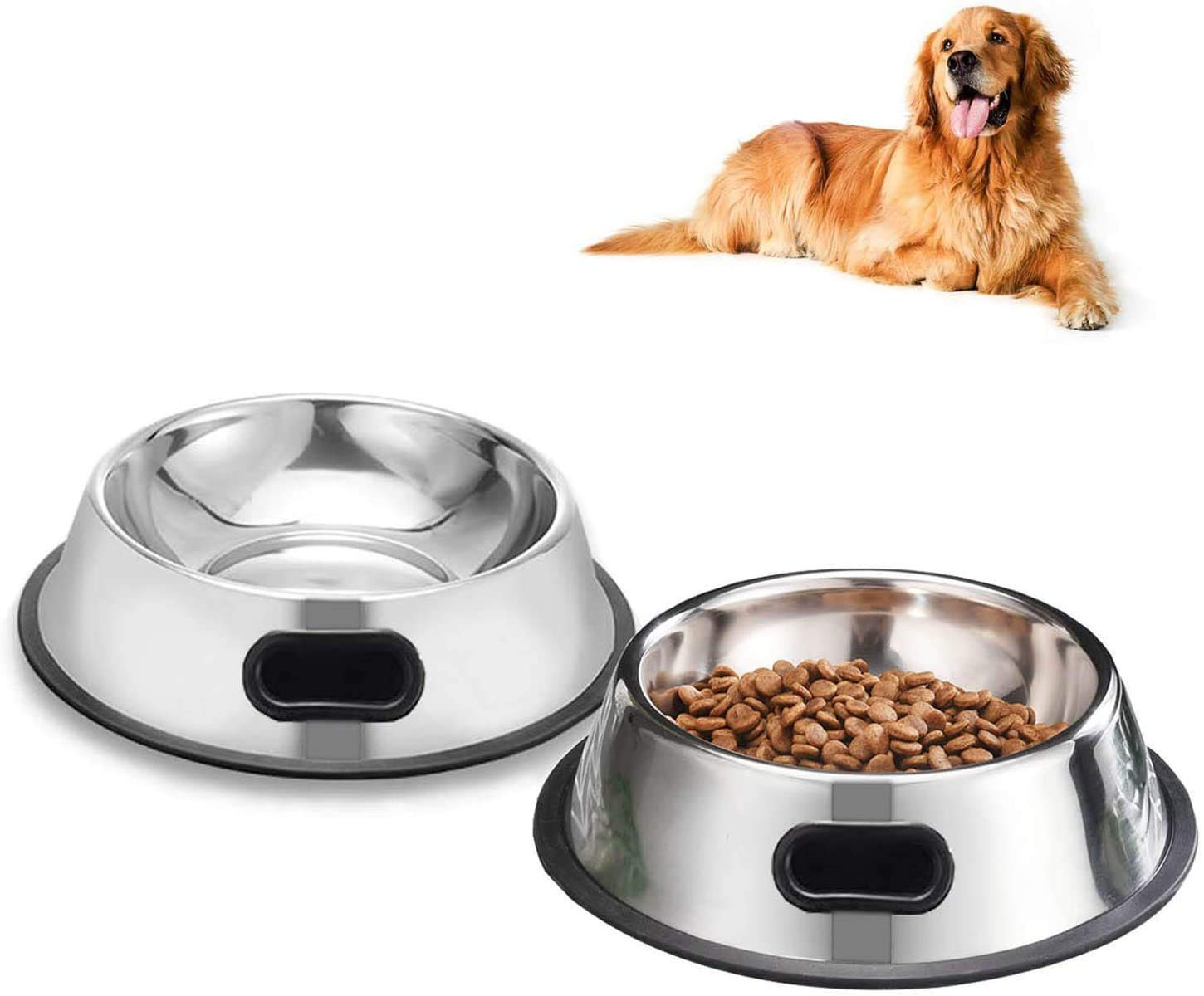 SUOXU Dog Bowl,2 Stainless Steel Feeder Dog Bowl,Dog Plate Bowls With Rubber Bases Medium and Large Pet Bowl For Feeding Water and Food