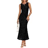 ZESICA Women's Sleeveless Floral Bodycon Maxi Dress 2026 Summer Ruched Mesh Wedding Guest Cocktail Party Dresses