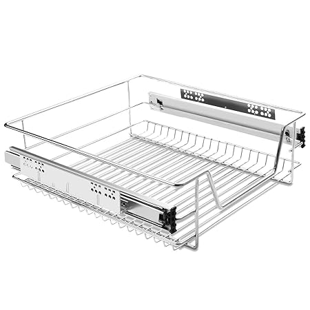 COSTWAY Küchenschublade Teleskopschublade Korbauszug Schrankauszug Schublade Schlafzimmerschublade Küchenregal Silber Größenw