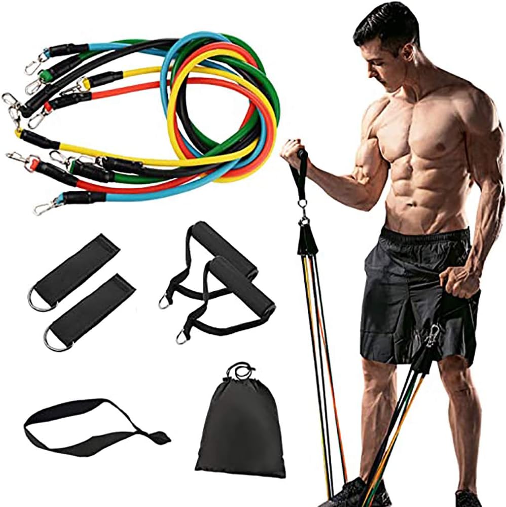 GARDEX Resistance Bands, 5 Stackable Exercise Bands with 1 Door Anchor,2 Foam Handle,2 Metal Foot Ring&Carrying Case for Home Workouts, Physical Therapy, Gym Training, Yoga and More