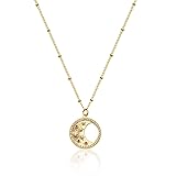 Gold Moon Pendant Necklace for Women,14K Gold