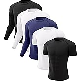 CL convallaria 4 or 5 Pack Mens Compression Shirt Workout Rash Guard Long Short Sleeve Undershirts for Athletic Gym Running