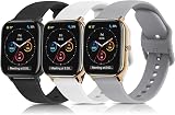 WOOZ 3 Pack 20mm Silicone Bands for Amazfit GTR 42mm GTS 2 Mini Bip (Black