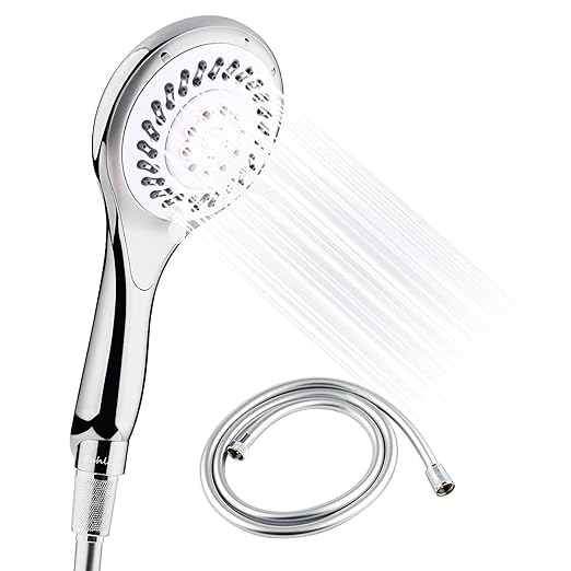 Duschkopf, Fuhler Handbrause mit 1,5m Schlauch, Duschbrause Sofitel 110mm groß chrom Set, 5 Strahlarten, mit Brauseschlauch f