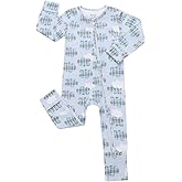 Bamboo Viscose Baby Boy Girl Pajamas Romper, Ribbed 2 Way Zipper Sleepers, Long Sleeve Footless Pjs with Mitten Cuffs