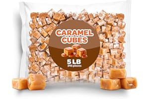 FUNTASTY Caramel Cubes Candy - Bulk Pack 5 Pounds - Individually Wrapped Caramels for Candy Buffets, Baking, Gift Bags, and Party Favors - Classic Chewy Squares