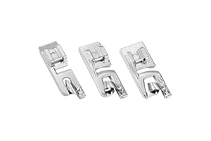 FIKLOTA 3-Piece Narrow Rolled Hem Presser Foot Set - Includes 3mm, 4mm and 6mm - for Low Shank Snap-On Singer, Brother, Janome, Juki, Babylock, Elna, Kenmore, White, Necchi, and More Sewing Machines