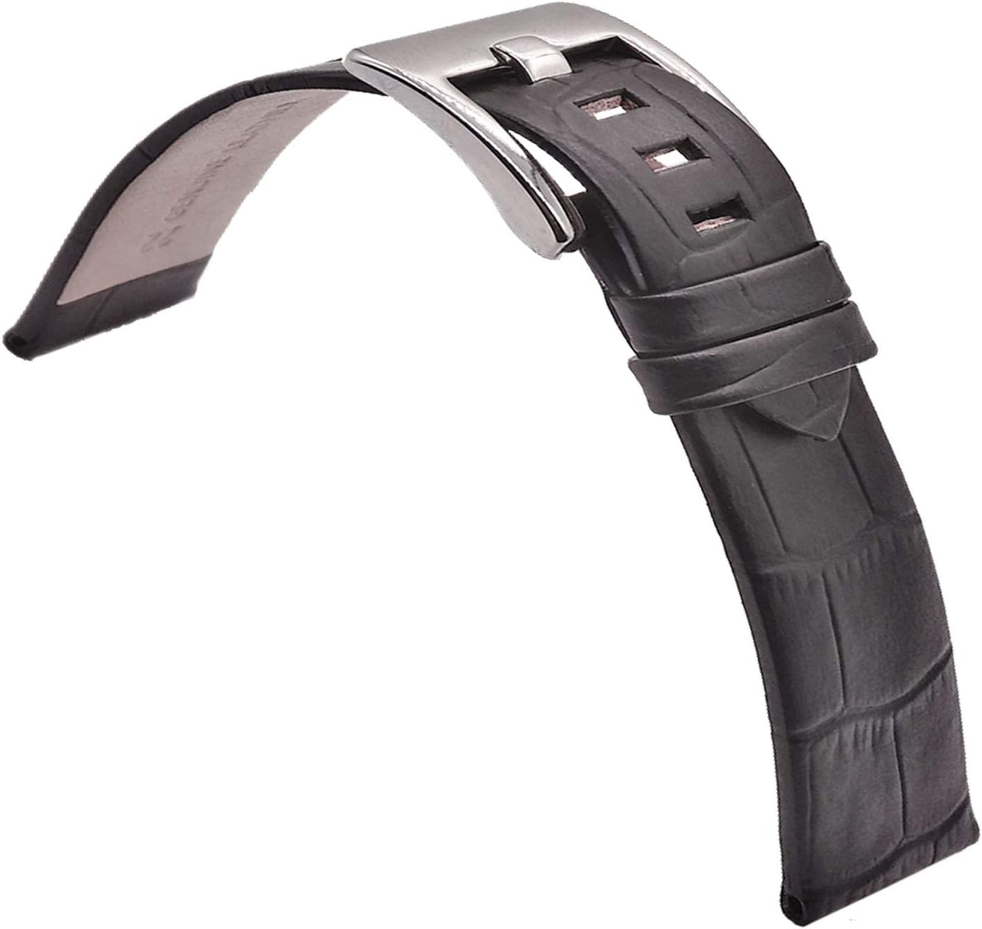 TIMEBEST 22mm Black Leather Strap Timewalker Watch Strap Band Buckle Replacement