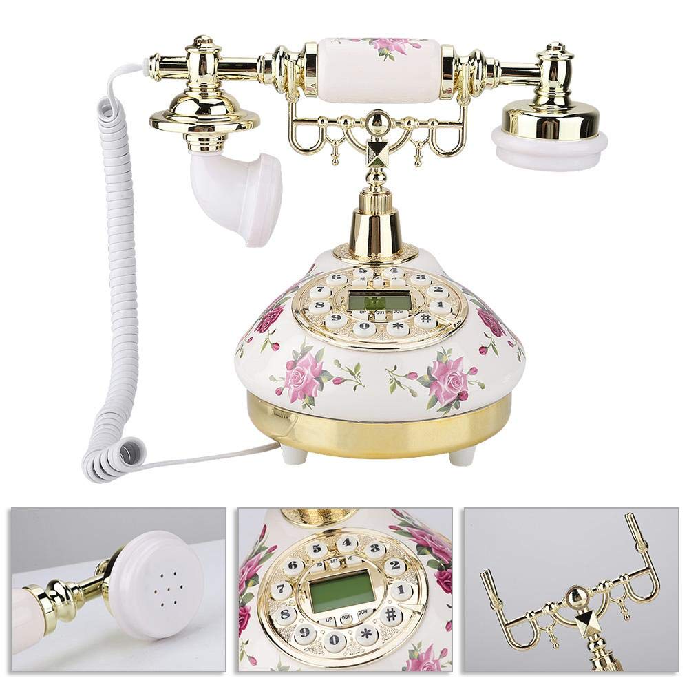 Retro Telephone Antique Telephone Wired Telephone European Phone Caller ID with Redial Function Rotary Dial Antique Telephone Landline Home Office Hotel Phone Decorative Phone