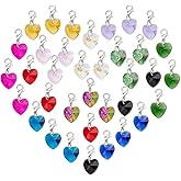 HOBBIESAY Heart Glass Charms Faceted Heart Pendants Valentine Charms Crystal Dangle Charm with Bail Hanger Love Pendant Charm for Valentines Necklace Bracelet Earring Jewelry Making
