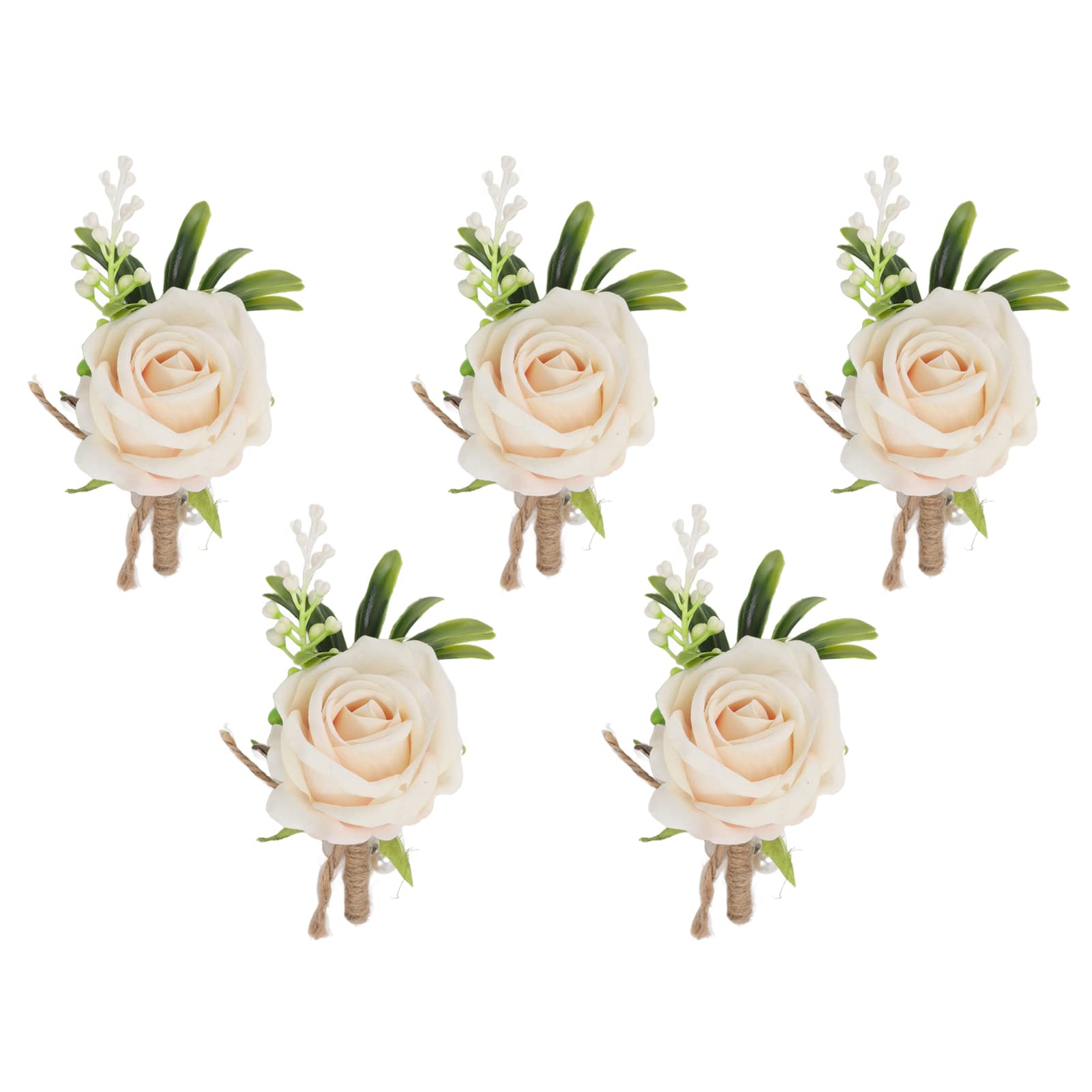 5Pcs Rose Wedding Boutonniere,Rose Ladies Men's Buttonhole Corsage 5.1x3.1inch Buttonhole Corsage Wedding Boutonniere Pin for Ceremony Anniversary