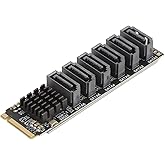 M.2 to SATA3.0 Adapter Card, M.2 M-Key PCIE3.0 to SATA Adapter, ASM1166 6Gbps 6 Port Expansion Card with Smart Indicator