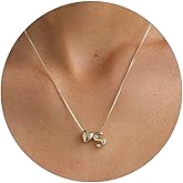 MARYLAX Gold Initial Necklaces for Women, Charm Bubble Gold Letter Necklace Name Personalized Heart Shaped Pendant Necklace for Women