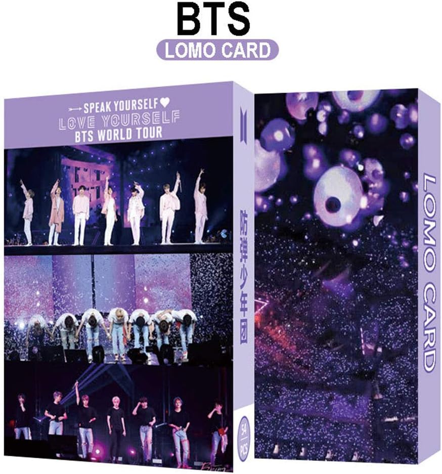 BTS Lomo Card 54Pcs Member V JIN SUGA RM J-HOPE JIMIN JUNG KOOK Photo Postcard Box (Purple back)