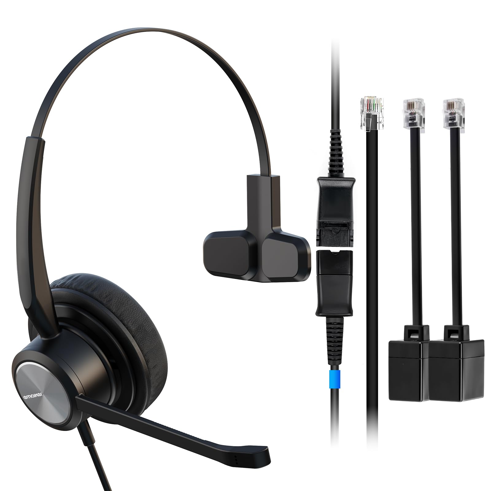 EMAIKER Office IP Phone Headset with Noise Canceling Mic, Mono RJ9 Wired Telephone Headset for Fanvil Snom Grandstream GXP,GRP Series &Yealink T22P T26P T28P T23G T29G T32 T41S T42S T46S …