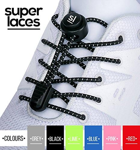 SUPERLACES Elastic No Tie Shoelaces - Stretchy Tieless Shoe Laces - Best Kids Adults