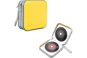 WINUERK 48 Capacity Hard Plastic DVD Case, Portable Zipper CD Case Holder, Universal Protective DVD Storage Zipper Box