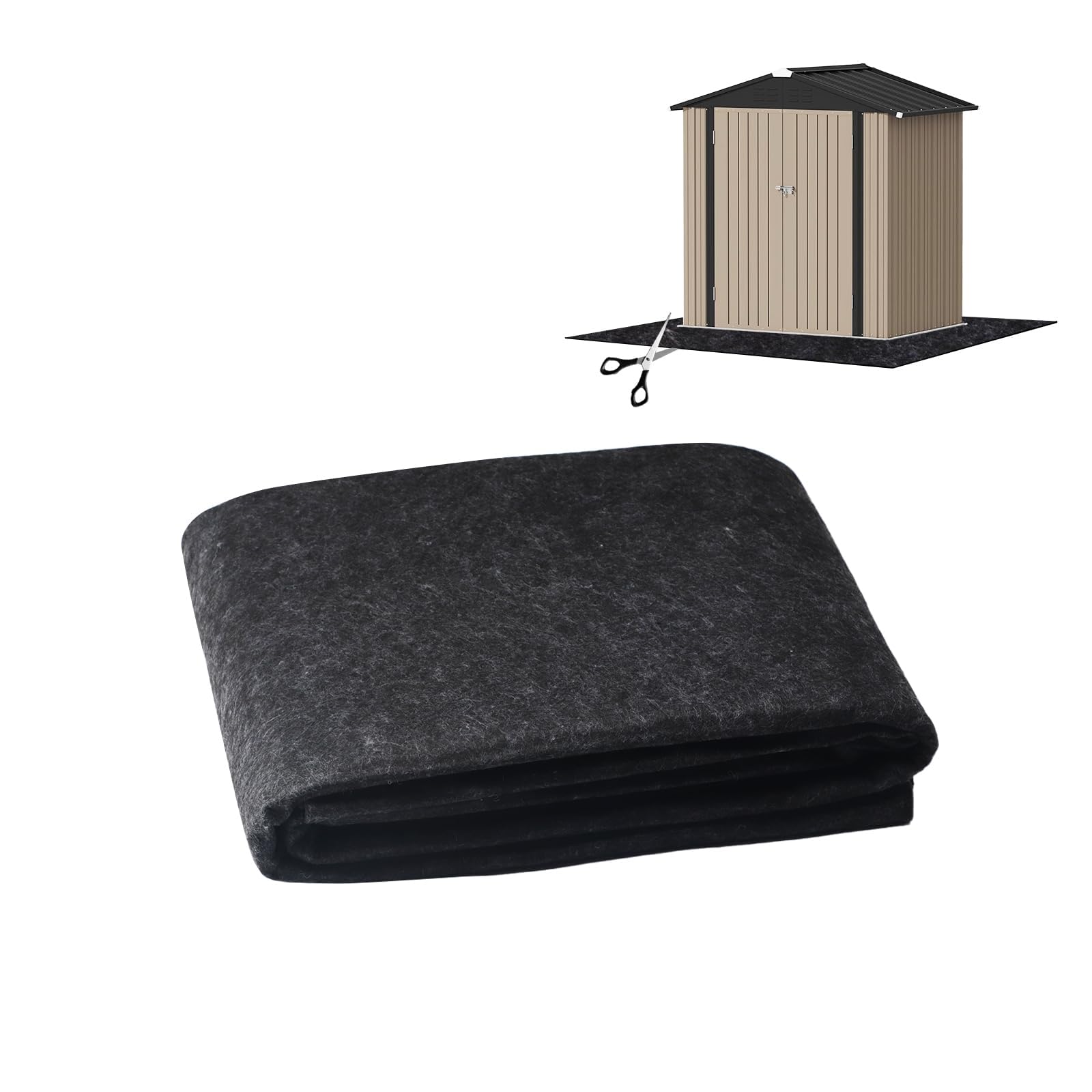 Outdoor Storage Shed Floor Mat, Waterproof Dustproof Anti-Slip Pad, Black Felt and PE Waterproof Membrane, Grips Sheet for Protect Shed Flooring from Wear (Large Size)