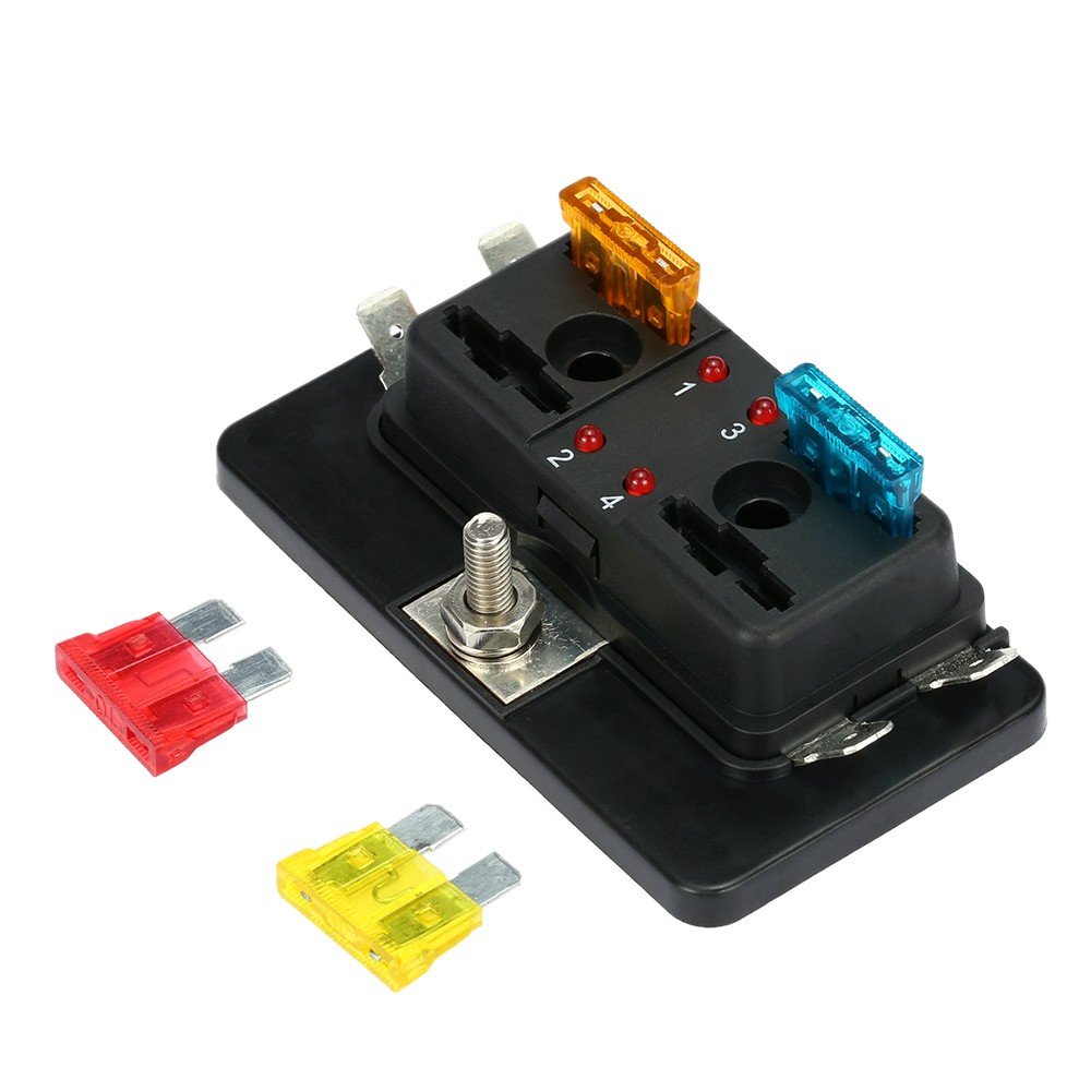 4 Way Fuse Block,NinthCity DC12V24V 4 Way Blade Fuse Box