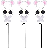Pistha 3 Set Mouse Costume Accessories, Mouse Ears Headband Sunglasses Blind Cane White Gloves for Halloween Adult Women Men