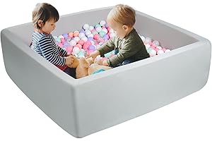 FUBOTRAD Ball Pits 47.2" x 47.2" x 13.7" Thickness 2.7" Foam Ball Pits for Kids Toddlers Soft Play Equipment for Toddlers (Light Gray)