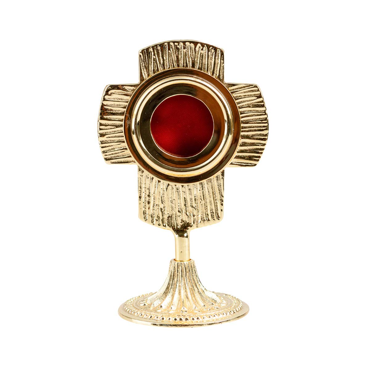 NKlaus 17cm reliquary brass gilded monstrance house altar Luna Ø 6cm opening back handmade 3308