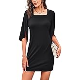 KIFOVEN Women's Flutter Sleeve Cocktail Dress Square Neck Slim Mini Dress