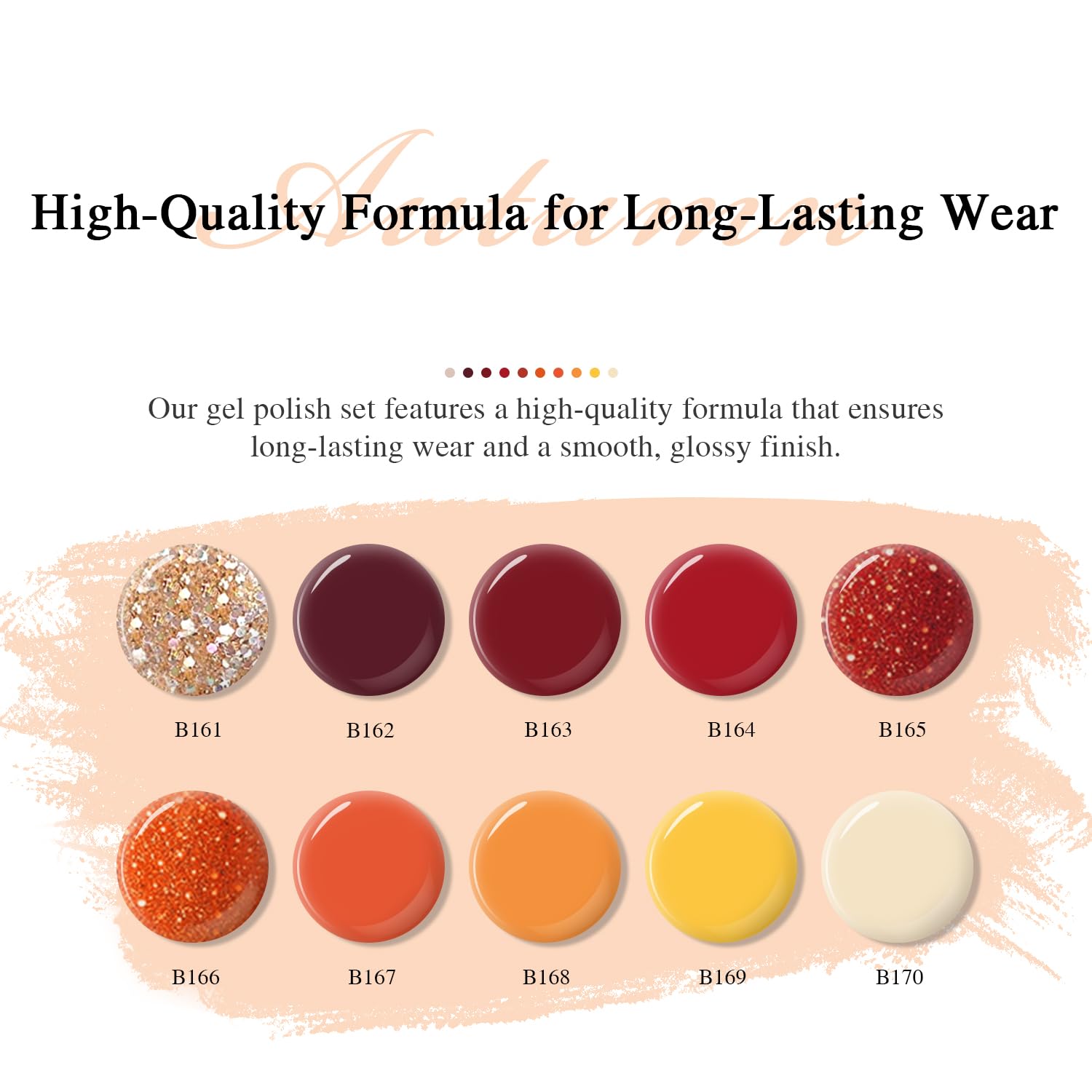 Beautpal Fall Autumn Gel Nail Polish Set - 10 Colors, Yellow, Orange, Red, Gold Glitter Pumpkin Polish - Salon DIY Soak Off Manicure Nail Art Gifts - Image 2