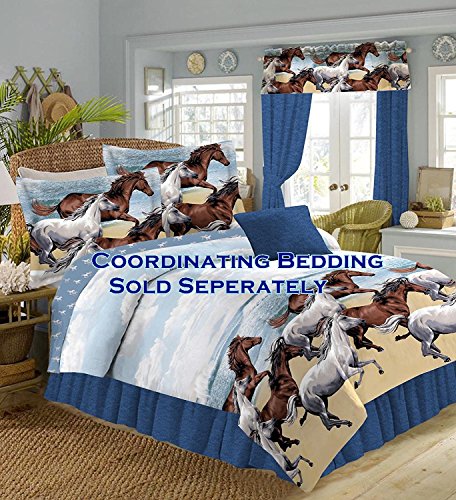 Coastal Beach Western Pony Horse Valance Curtain (84"w x 18"l) Window Treatment