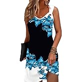 Vintage Floral Printed Summer A-Line Elegant Dresses Womens Beach Sundress Ladies Casual Boho Tank Dress