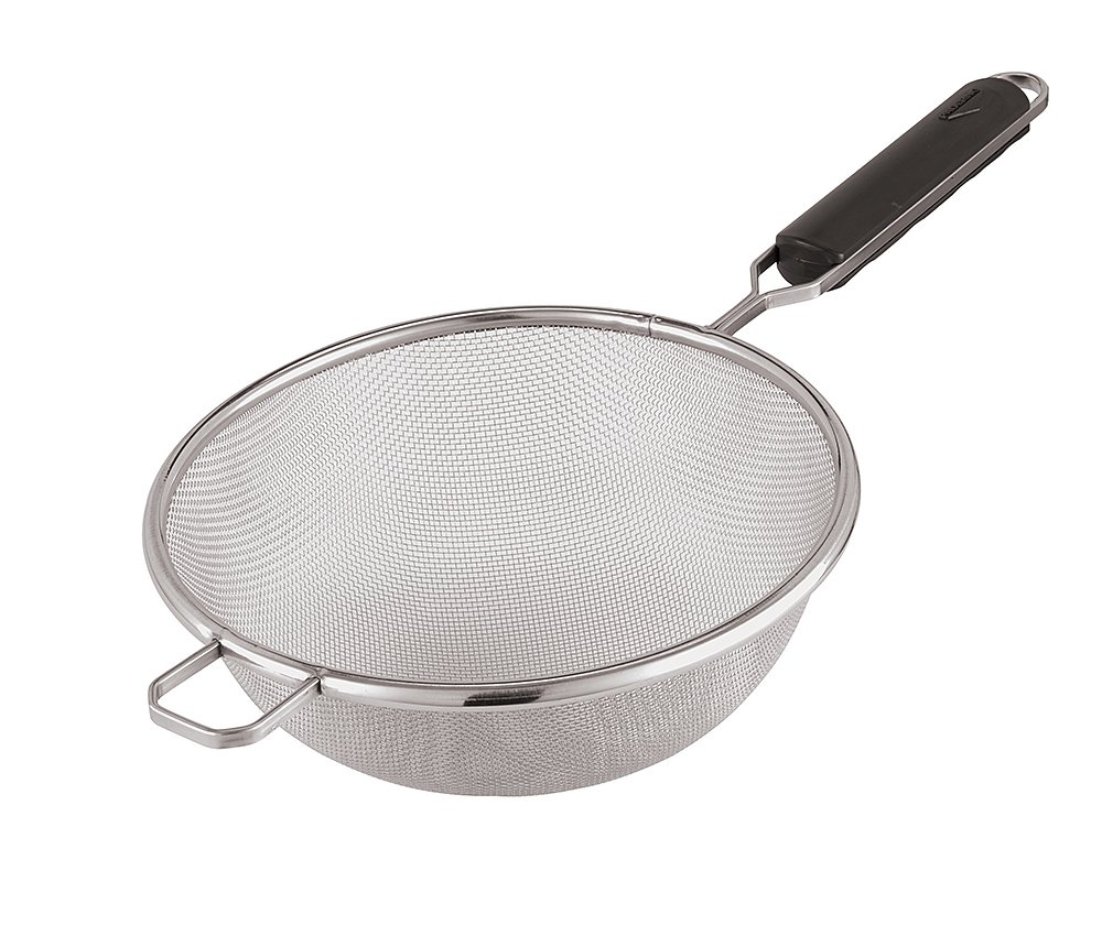 Paderno World Cuisine 9-Inch Round Stainless-Steel Strainer with ABS Handle